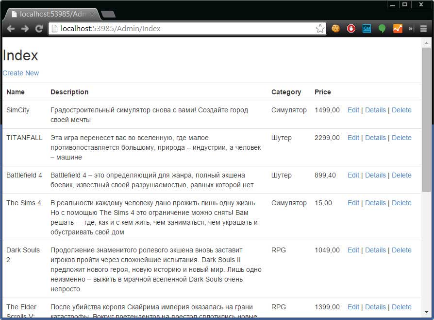 Визуализация шаблонного представления вида List