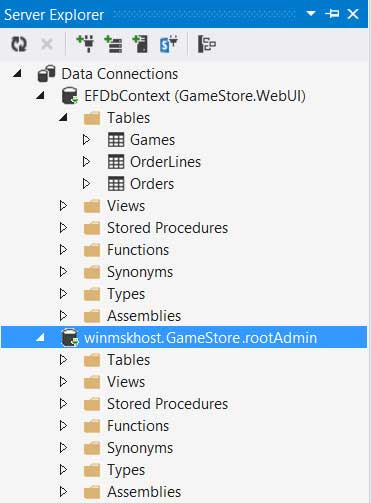 Новое подключение в окне Server Explorer