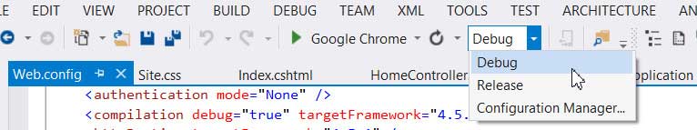 Выбор конфигурации Debug