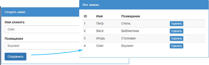 Создание новой заявки на бронирование