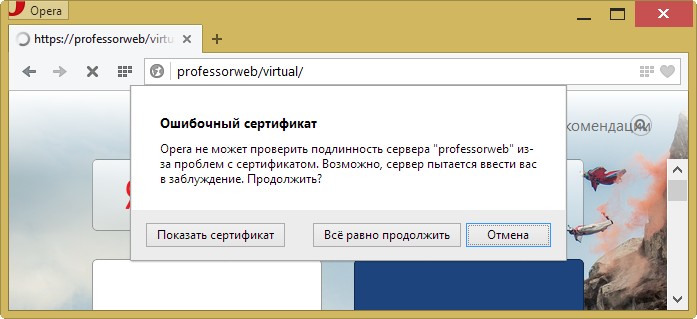 Браузер не распознал сертификат SSL