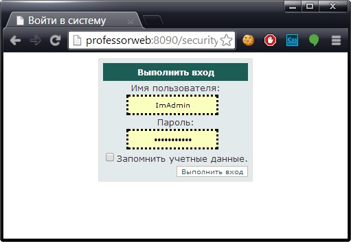 Элемент управления Login в действии