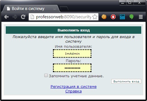 Настройка элемента управления Login