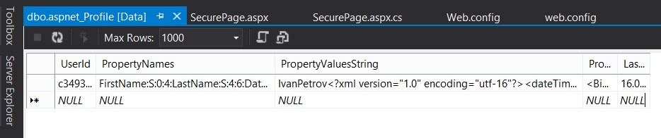 База данных aspnet_Profile