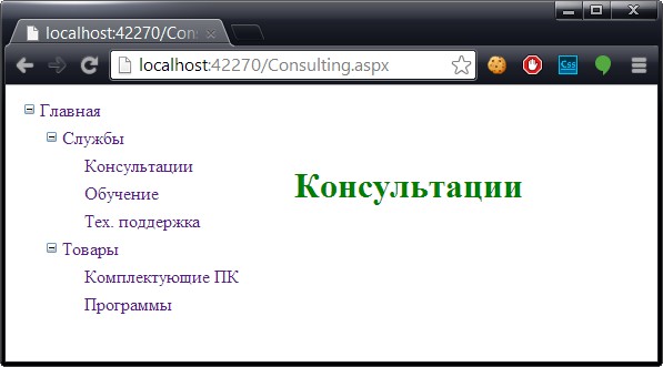 Загрузка карты сайта из базы данных