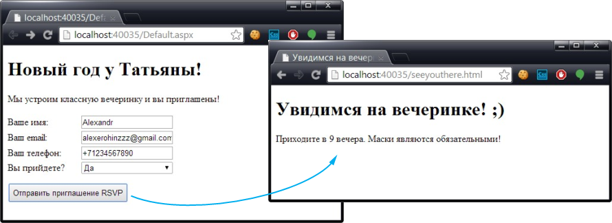 Результат добавления атрибута runat к элементам input и select