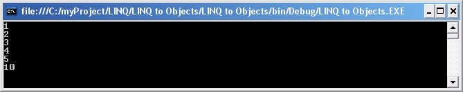 Пример вызова LINQ-операции Except