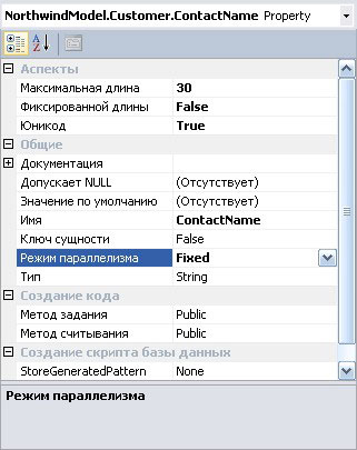 Установка режима параллельного доступа для свойства ContactName