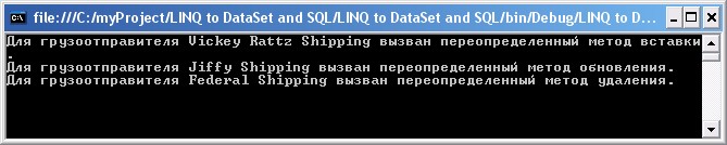 Пример с переопределенными методами обновления, вставки и удаления