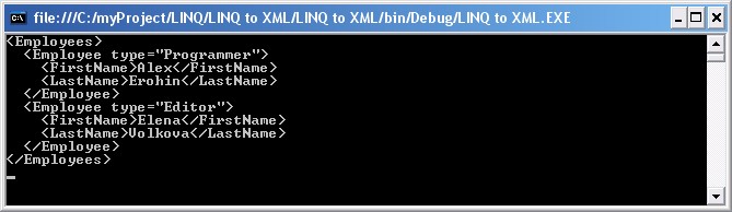 Генерация дерева XML запросом LINQ