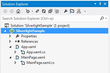 Проект Silverlight в обозревателе решений