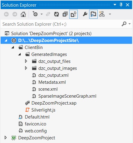Набор изображений в решении DeepZoom