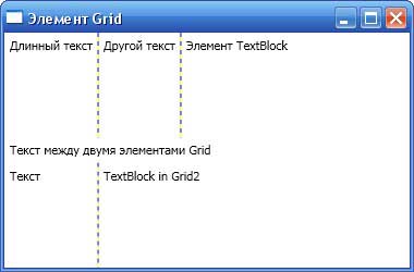 Два элемента Grid разделяющие одно окно