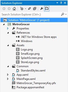 Структура Metro-проекта в Visual Studio