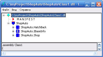 Проект загруженный в утилиту ildasm.exe