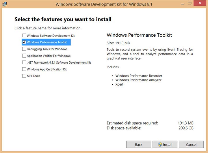 Установка Windows Performance Toolkit