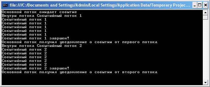 Использование событий синхронизации