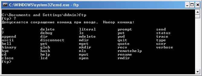 Команды утилиты ftp