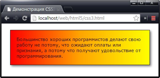 Линейный градиент CSS3