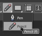 Инструменты Pen и Pencil в панели Tools