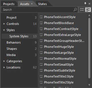 Системные стили, доступные на платформе Windows Phone 7