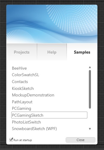 Выбор примра проекта SketchFlow