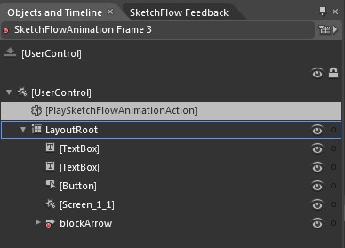Ввод объекта поведения типа PlaySketchFlowAnimationAction