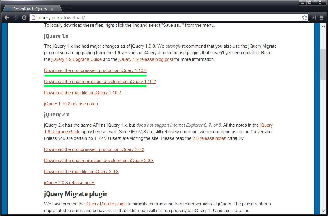 Скачивание библиотеки jquery