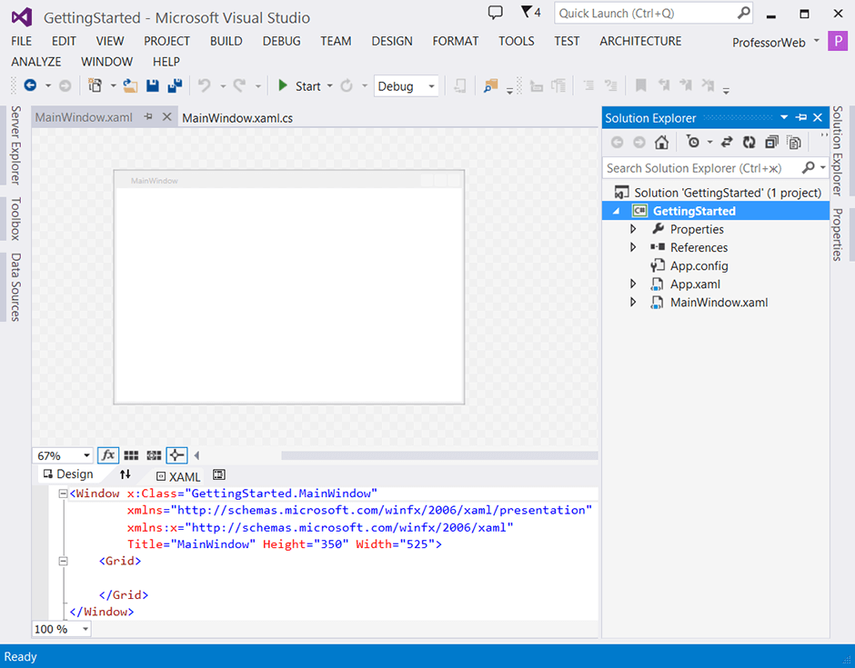Стартовое окно для приложения WPF