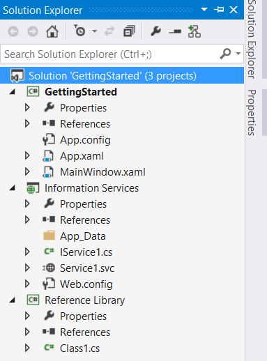 Окно Solution Explorer с несколькими проектами