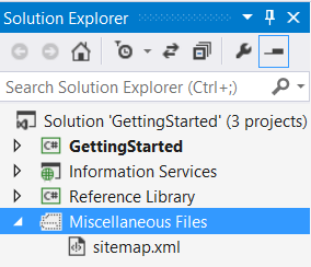 Каталог временных файлов в окне Solution Explorer