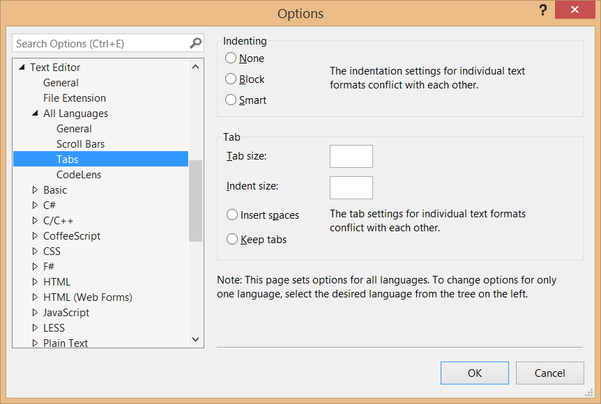 Настройка выравнивания кода в редакторе в Visual Studio