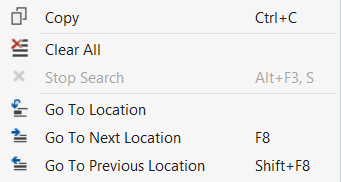 Контекстное меню для окна Find in Files