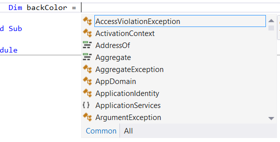 Просмотр членов класса с помощью IntelliSense
