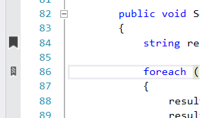 Пример закладок в коде среды Visual Studio