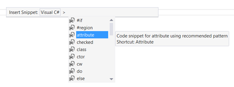 Вставка сниппета в редактор кода C# Visual Studio