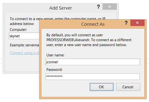 Подключение к удаленному серверу с помощью окна Server Explorer