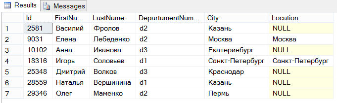 Использование левого соединения