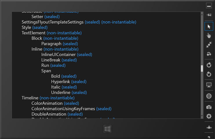 Иерархия классов, унаследованных от DependencyObject